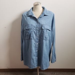 Ladies Chambray Boyfriend Shirt Plus Size